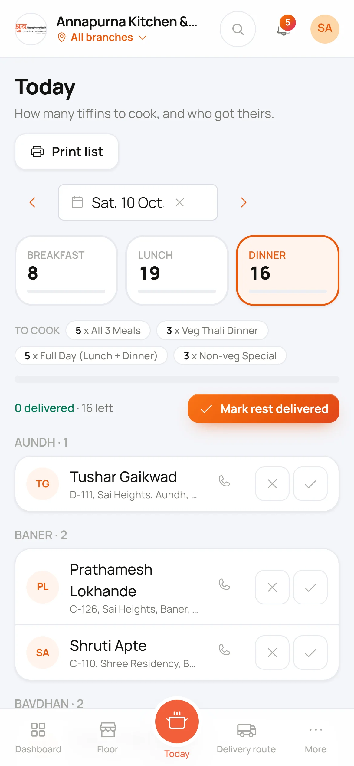 Cook exactly what is needed on mobile
